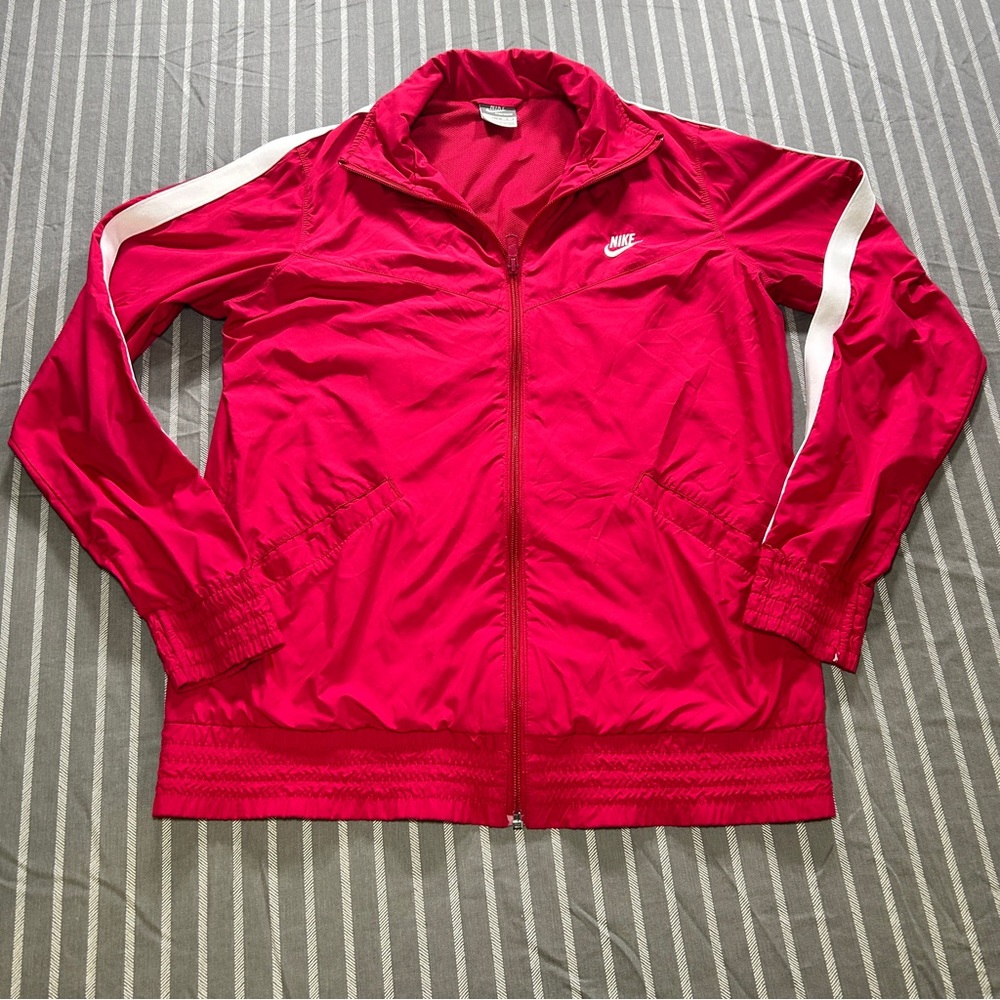 Vintage Nike Track Jacket Womens Juniors L 12 14 Pink Full Zip Y2k